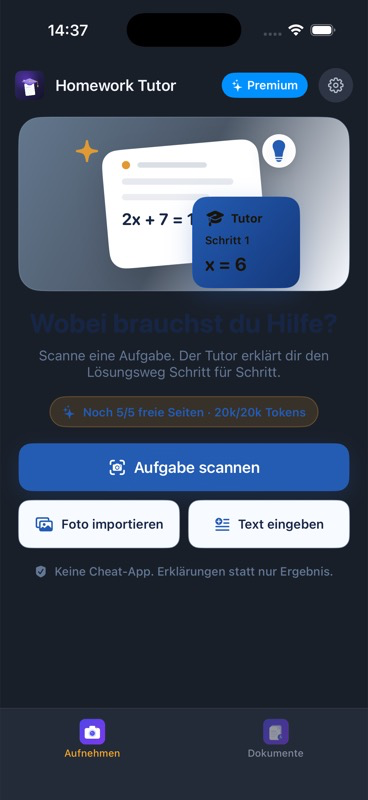 Homework Tutor Startseite